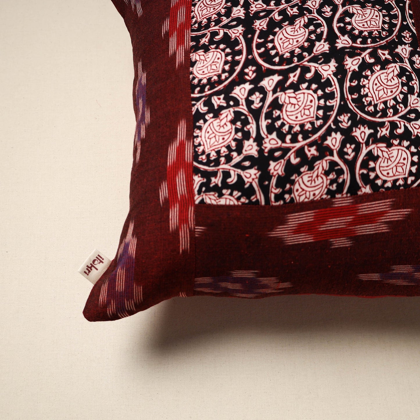 Modal silk patch pochampally ikat cushion cover 12