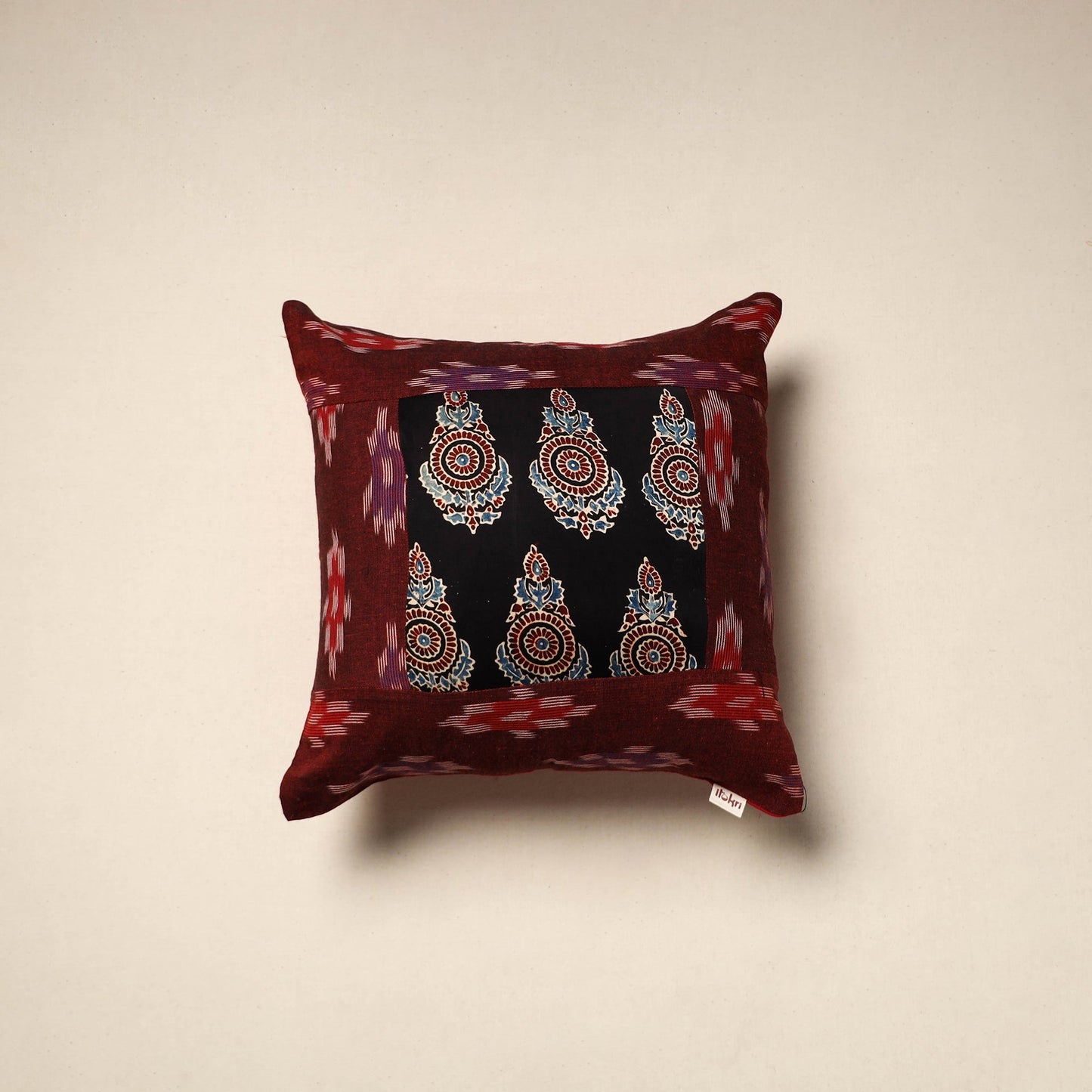 Modal silk patch pochampally ikat cushion cover 20