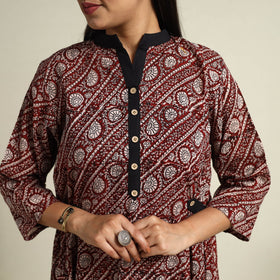 Buy Maroon Block Print Mul Cotton Bagh Dress
