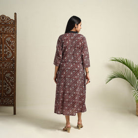 Buy Maroon Block Print Mul Cotton Bagh Dress