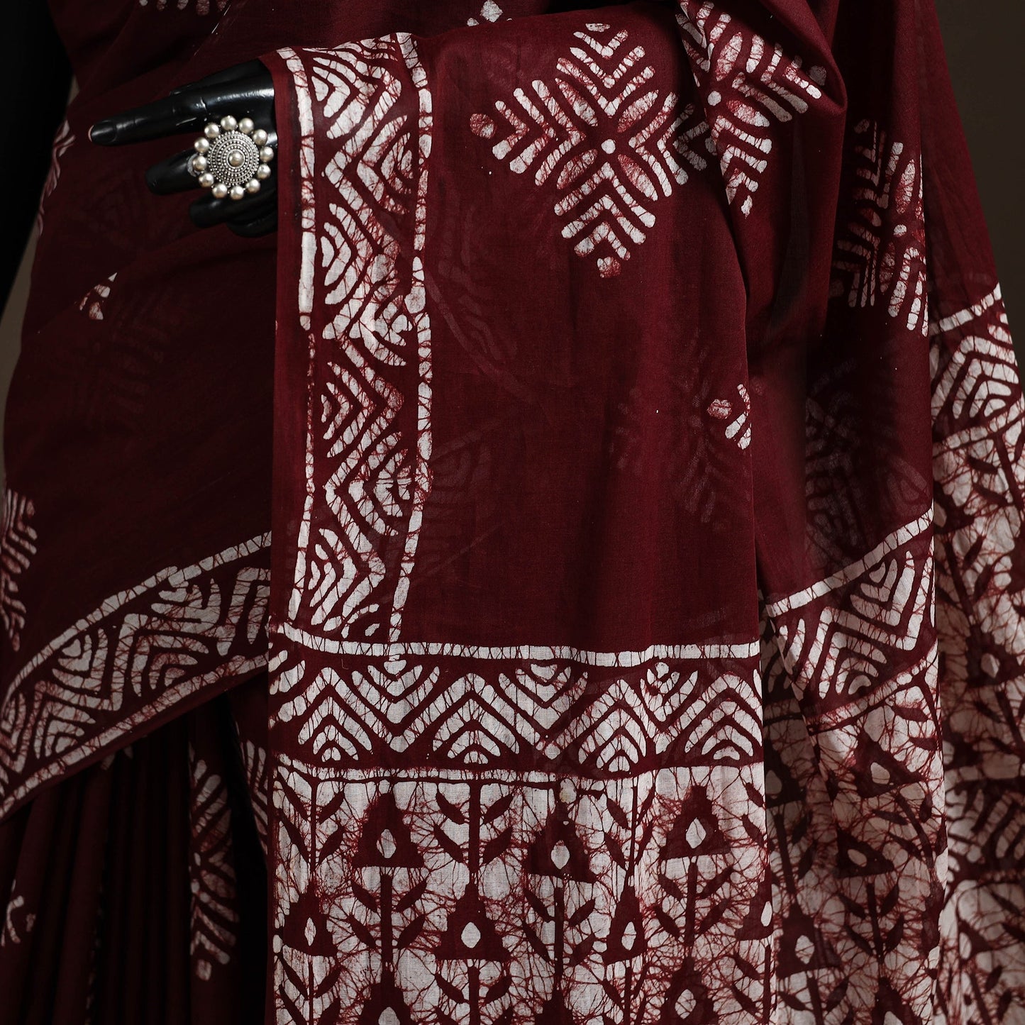 Mul cotton hand batik saree 02 - handcrafted