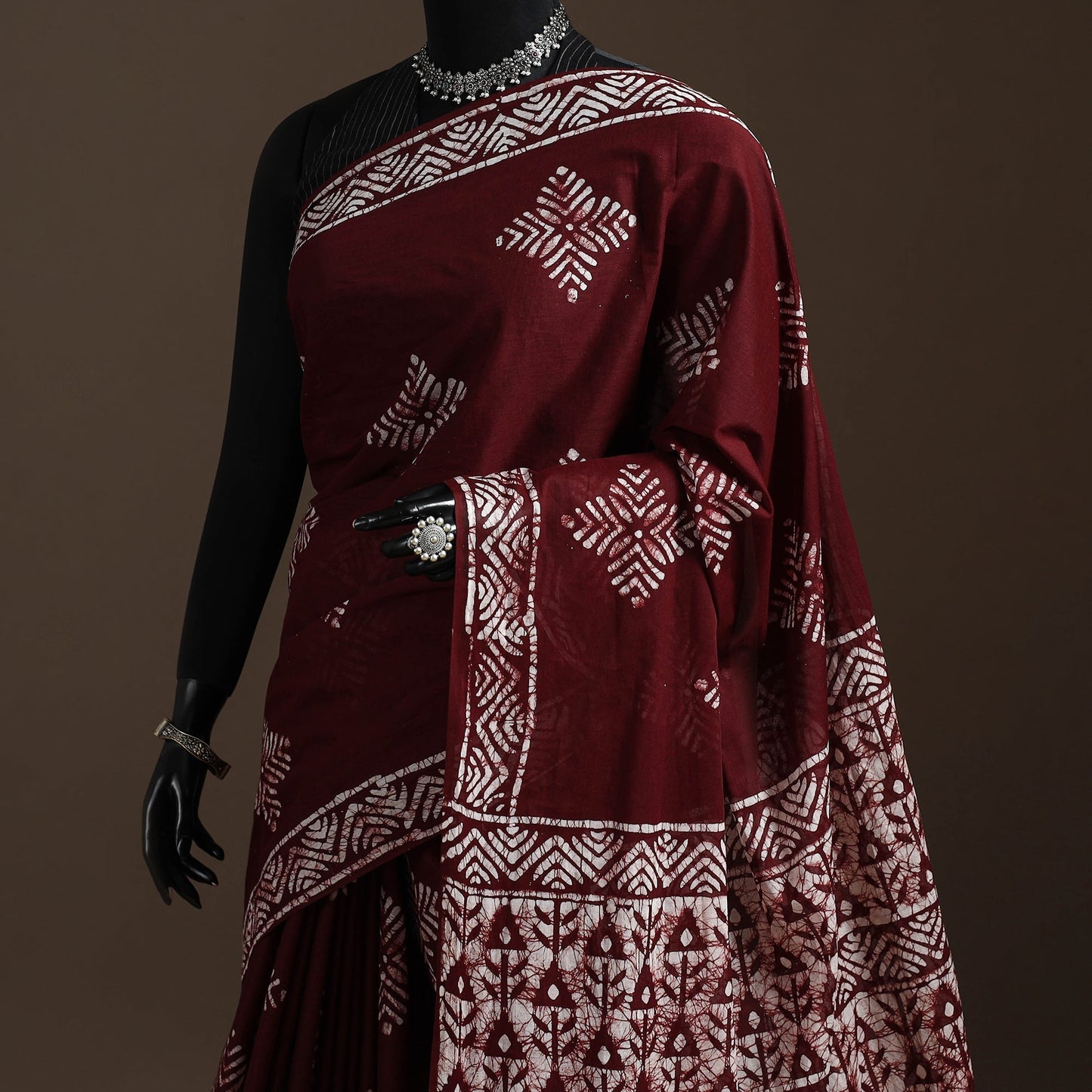 Mul cotton hand batik saree 02 - handcrafted