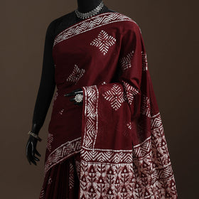 Mul cotton hand batik saree 02 - handcrafted