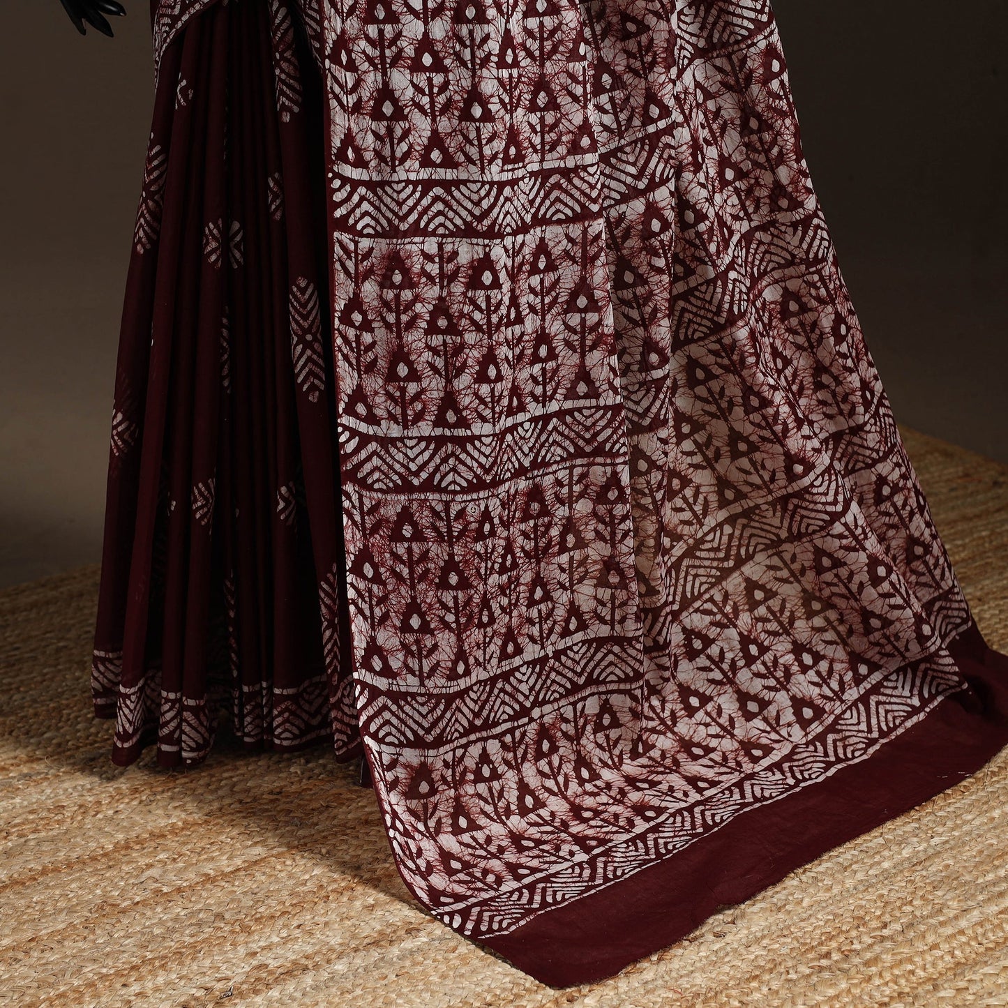 Mul cotton hand batik saree 02 - handcrafted