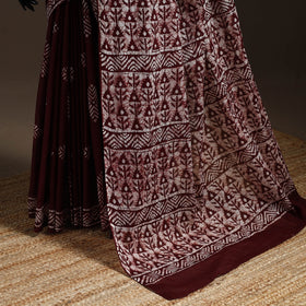 Mul cotton hand batik saree 02 - handcrafted