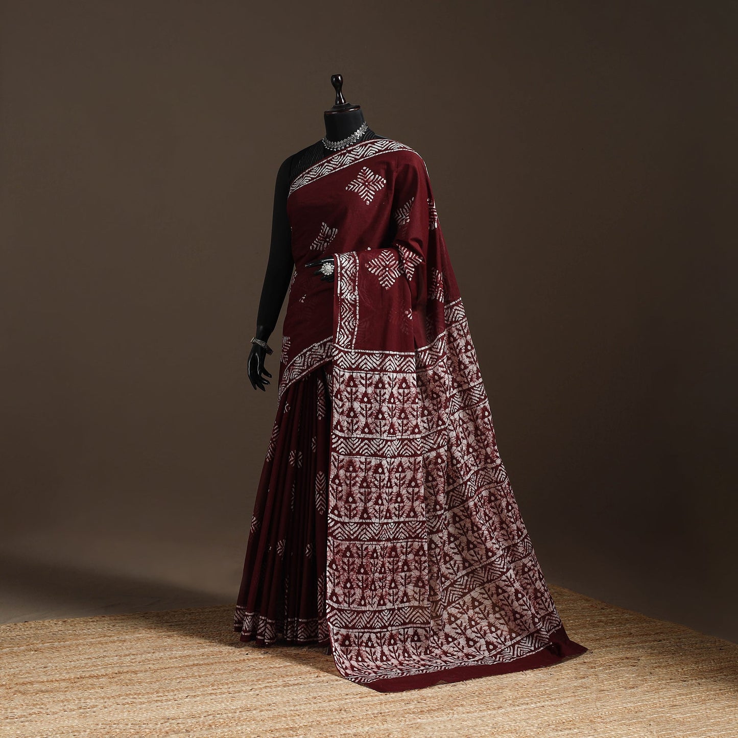 Mul cotton hand batik saree 02 - handcrafted