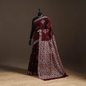 Mul cotton hand batik saree 02 - handcrafted