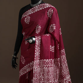 Mul cotton hand batik saree 03 - handcrafted