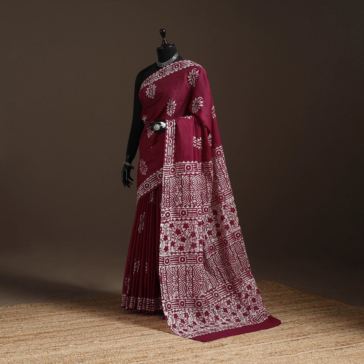 Mul cotton hand batik saree 03 - handcrafted