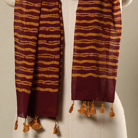 Buy Maroon Mul Cotton Hand Batik Print Stole with Tassels