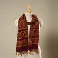 Maroon Mul Cotton Hand Batik Print Stole with Tassels
