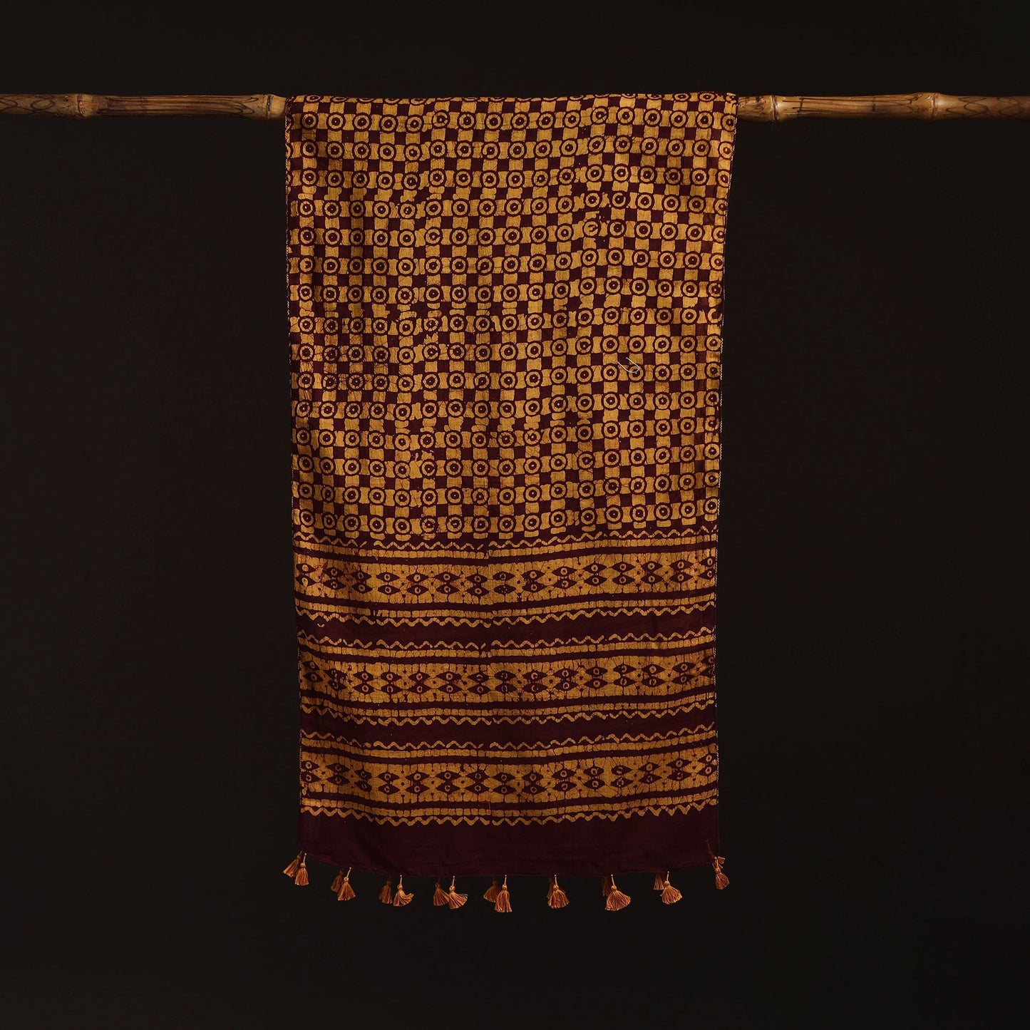 Mul cotton kutch hand batik stole with tassels 16