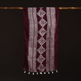 Mul cotton kutch hand batik stole with tassels 09