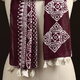 Mul cotton kutch hand batik stole with tassels 09