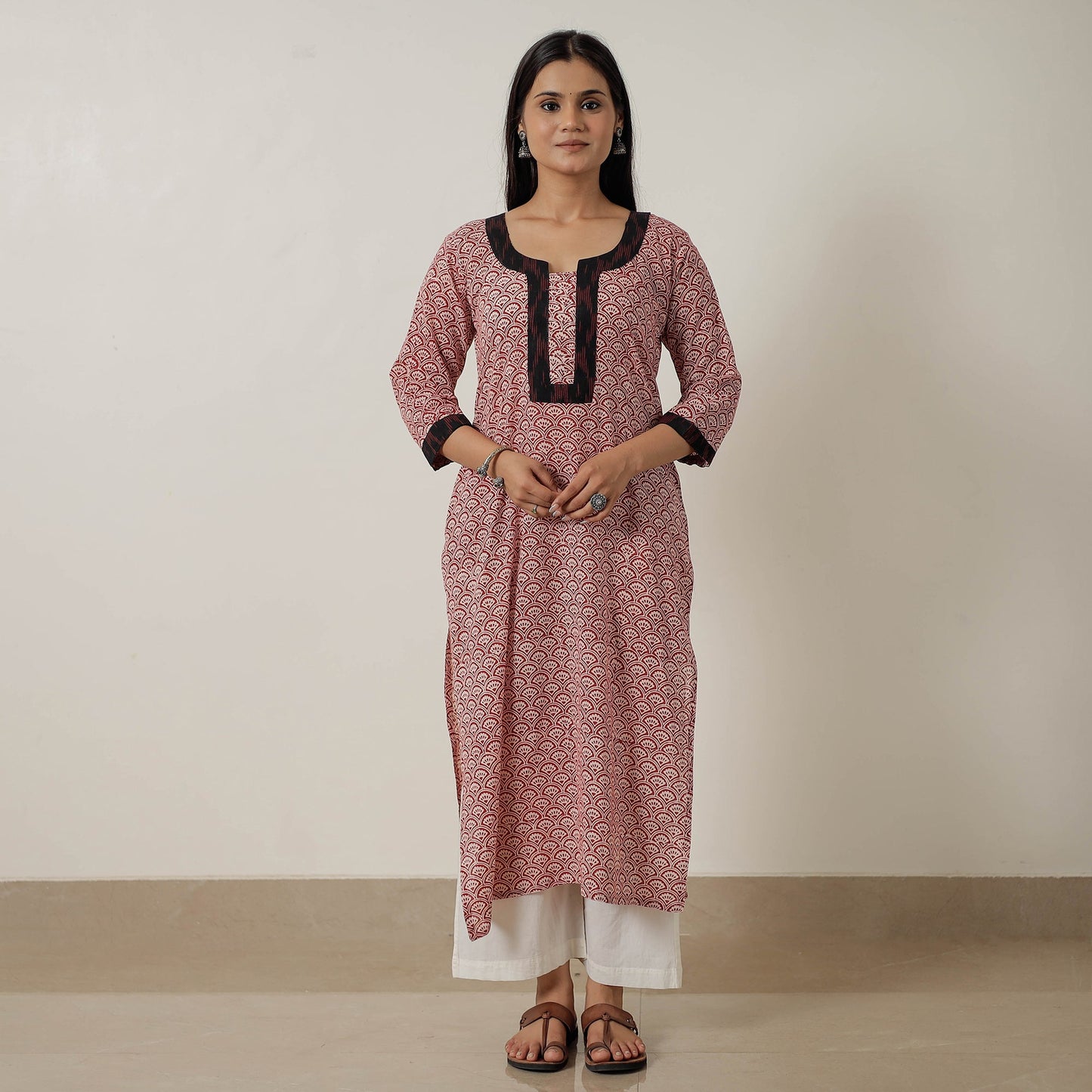 Buy Block Print Mul Cotton Straight Bagh Kurta Online