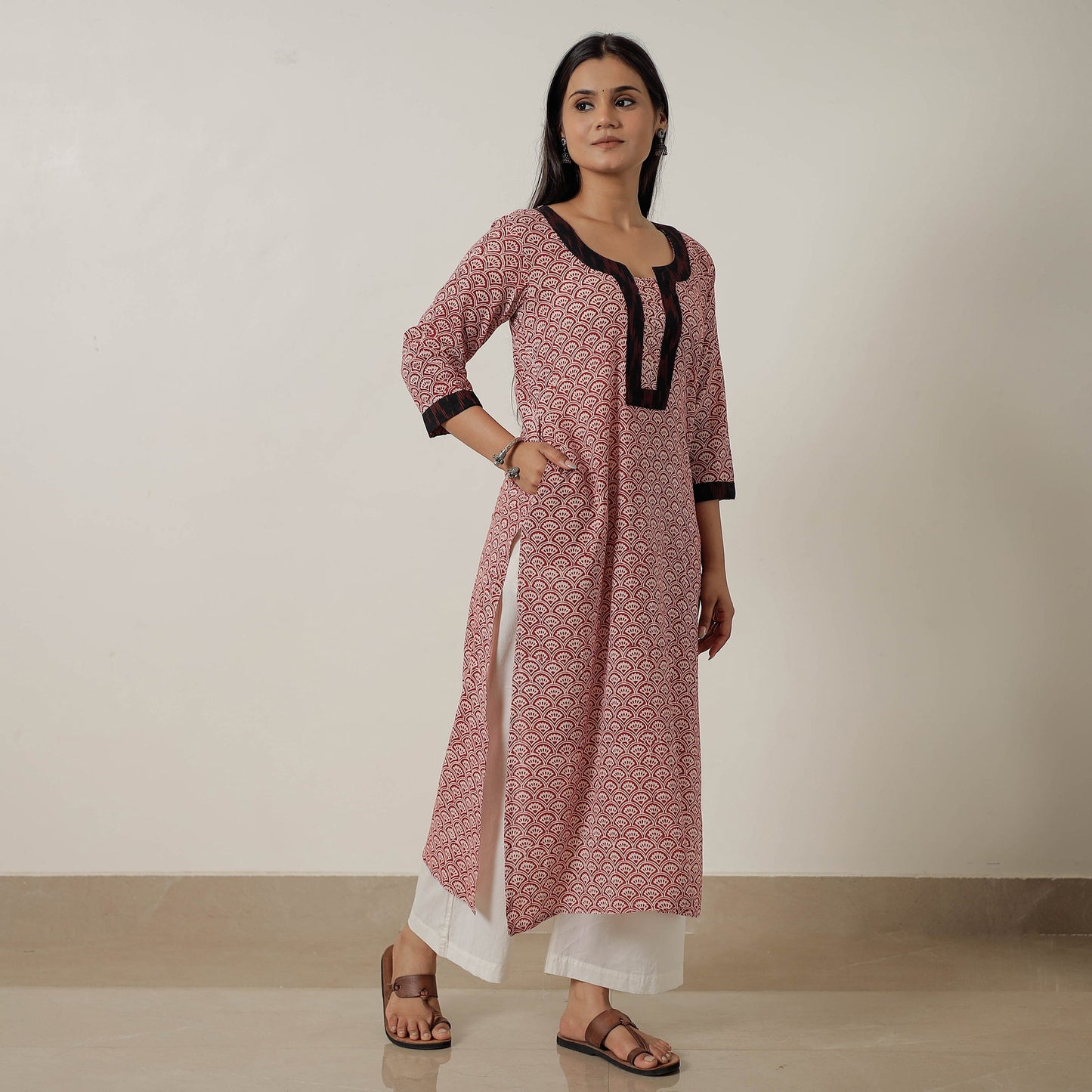 Buy Block Print Mul Cotton Straight Bagh Kurta Online