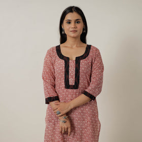 Buy Block Print Mul Cotton Straight Bagh Kurta Online