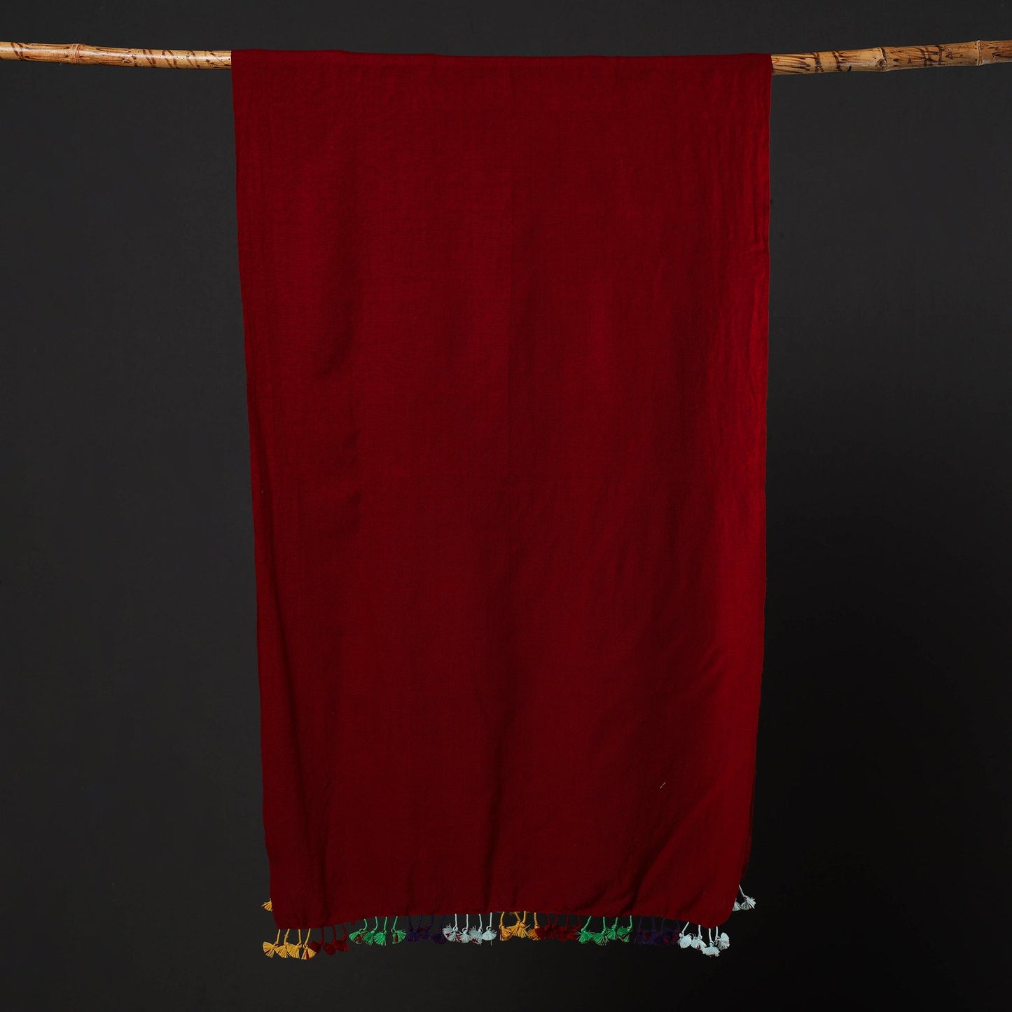 Maroon - Multi Fuman Pure Woollen Stole from Kutch 07