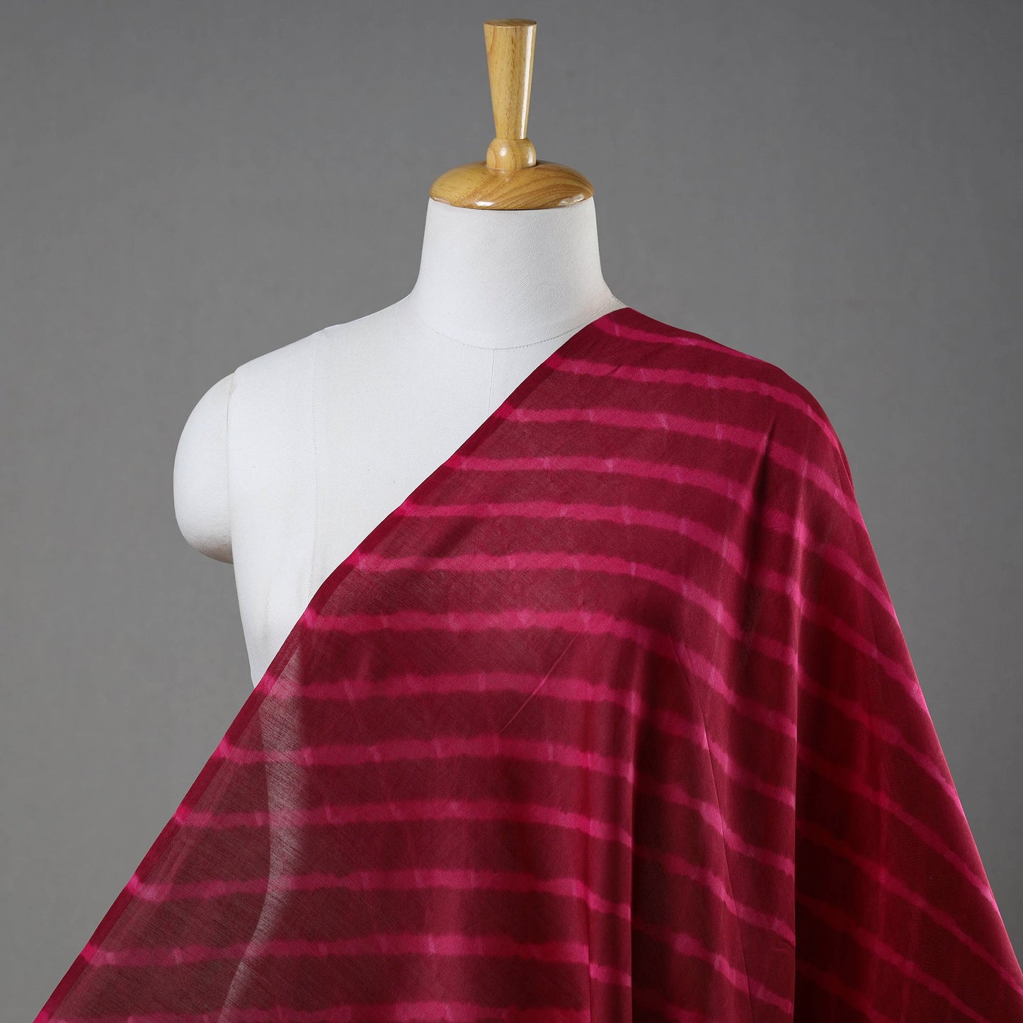 Maroon Leheriya Tie-Dye Chanderi Silk Fabric