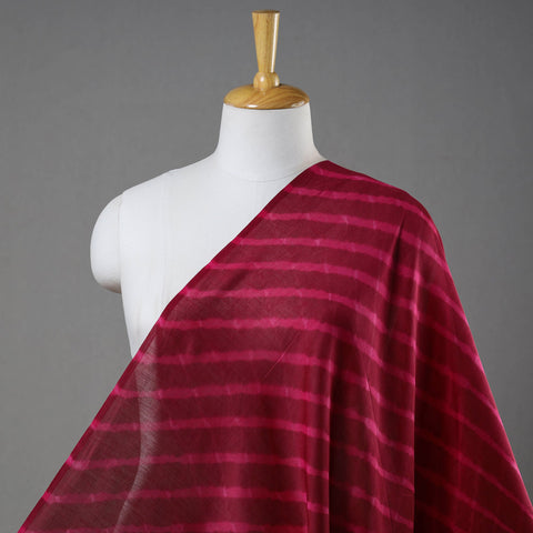 Maroon Leheriya Tie-Dye Chanderi Silk Fabric