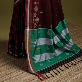 Nath work silk cotton khun saree 04 - handcrafted