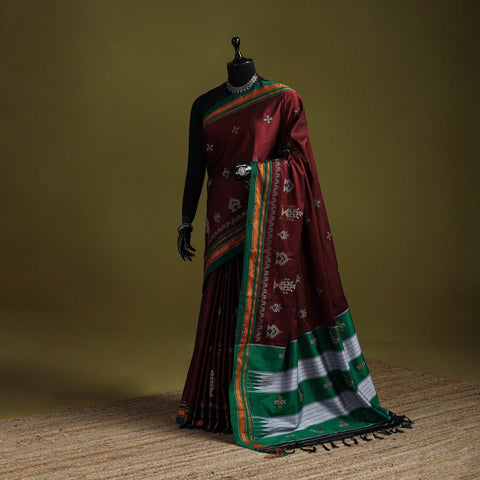 Nath work silk cotton khun saree 07 - handcrafted