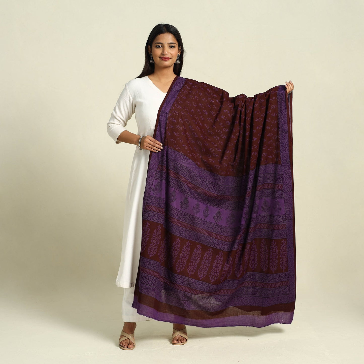 Buy Maroon Natural Dye Mul Cotton Bagh Print Dupatta