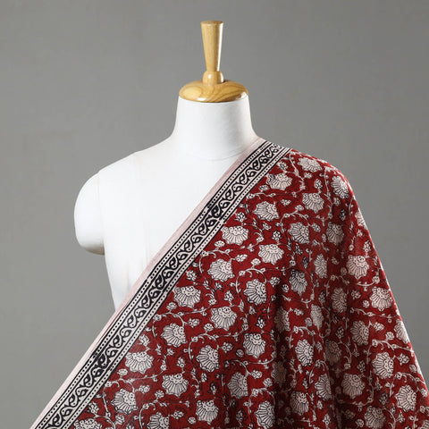 Red - Natural Dyed Bagh Print Mul Cotton Fabric 03