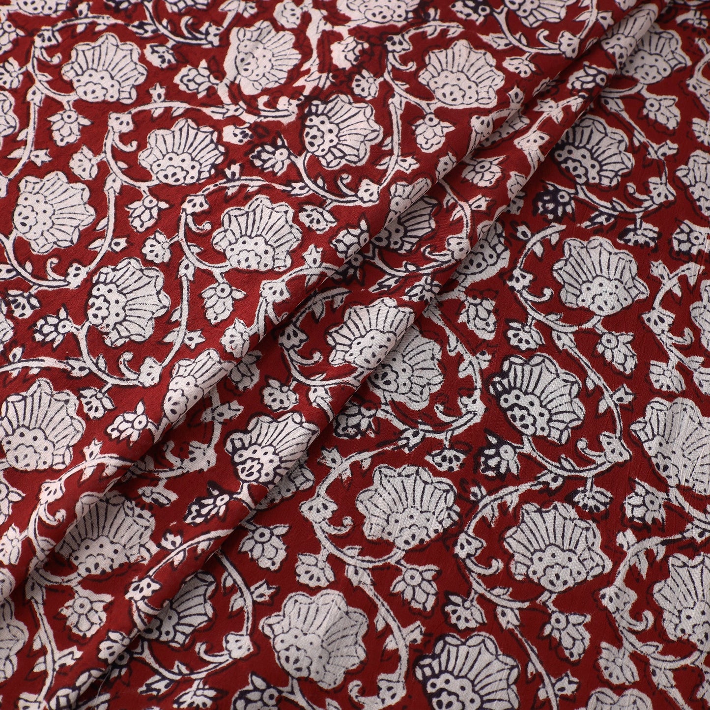 Red - Natural Dyed Bagh Print Mul Cotton Fabric 03