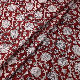 Red - Natural Dyed Bagh Print Mul Cotton Fabric 03