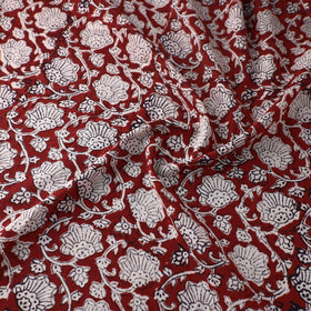 Red - Natural Dyed Bagh Print Mul Cotton Fabric 03
