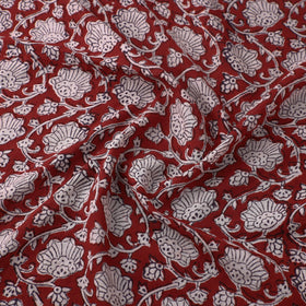 Red - Natural Dyed Bagh Print Mul Cotton Fabric 10