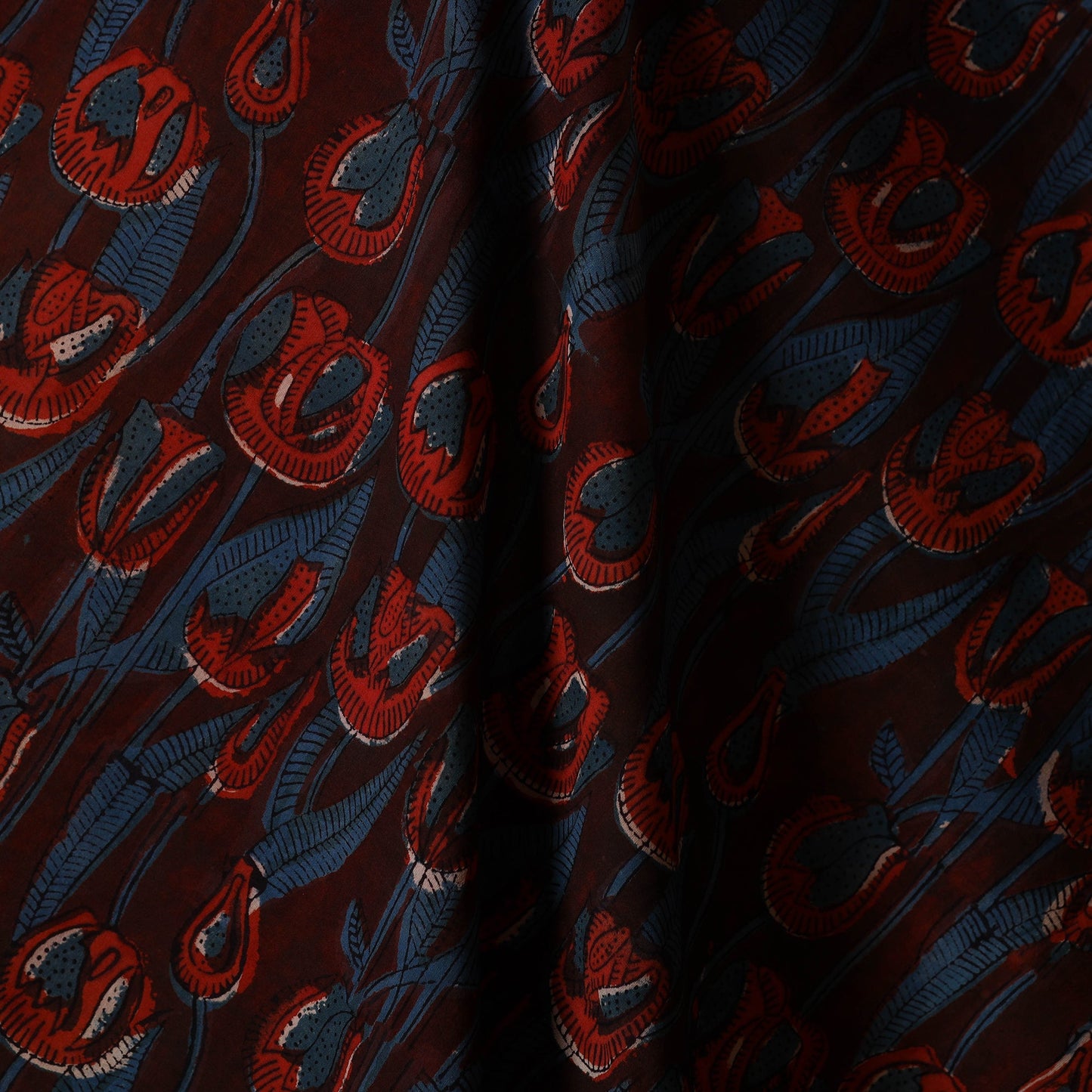 Maroon - natural dyed bagru dabu fabric 34 - handcrafted