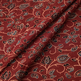Maroon Natural Dyed Block Print Cotton Ajrakh Fabric