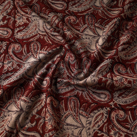 Maroon Natural Dyed Block Print Cotton Kalamkari Fabric