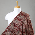 Maroon Natural Dyed Block Print Cotton Kalamkari Fabric