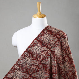 Maroon Natural Dyed Block Print Cotton Kalamkari Fabric