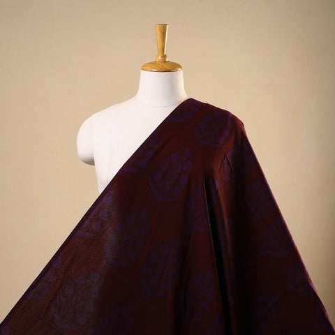 Maroon - natural dyed cotton bagh fabric 02 - handcrafted