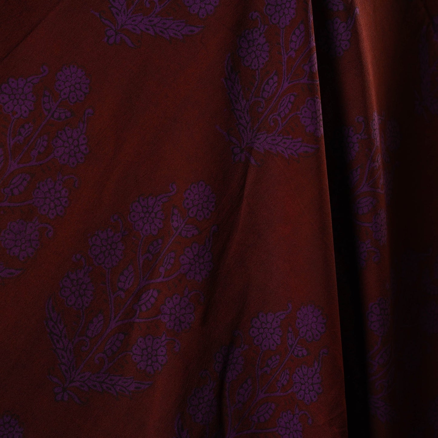 Maroon - natural dyed cotton bagh fabric 02 - handcrafted