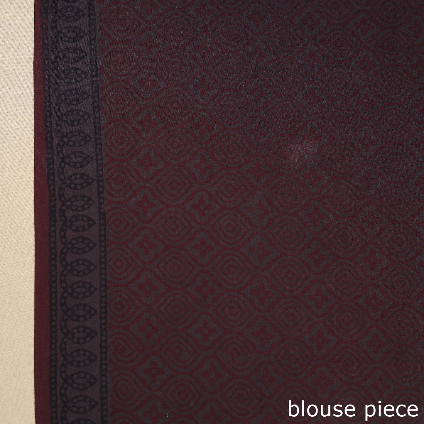 Maroon Block Print Natural Dyed Cotton Bagh Saree