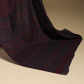 Maroon Block Print Natural Dyed Cotton Bagh Saree