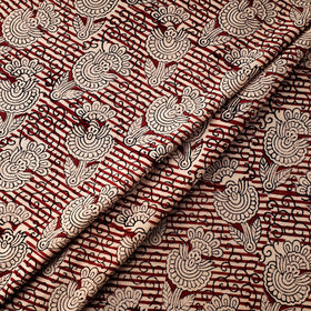 Maroon Natural Dyed Cotton Bagru Block Print Fabric