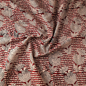 Maroon Natural Dyed Cotton Bagru Block Print Fabric