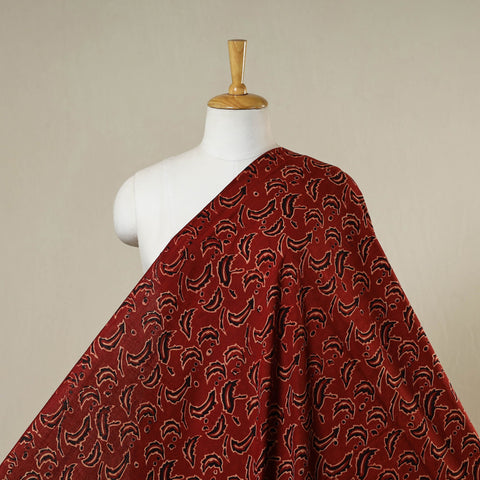 Maroon - natural dyed cotton bindaas fabric - neem leaves