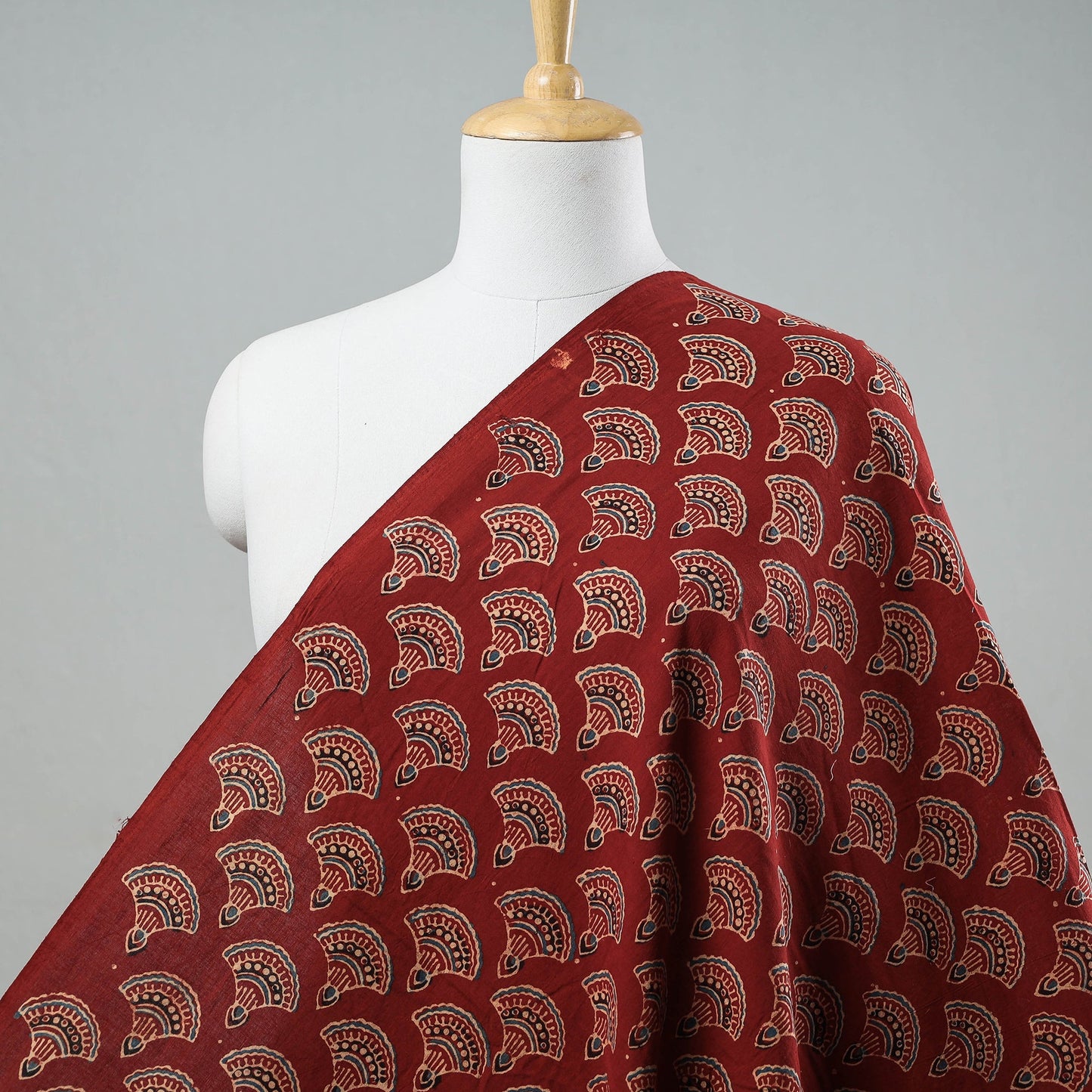 Maroon Natural Dyed Block Print Cotton Ajrakh Fabric