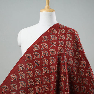 Maroon Natural Dyed Block Print Cotton Ajrakh Fabric