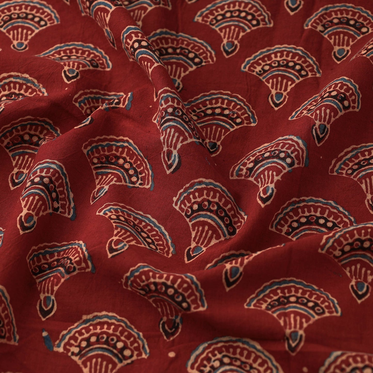 Maroon Natural Dyed Block Print Cotton Ajrakh Fabric