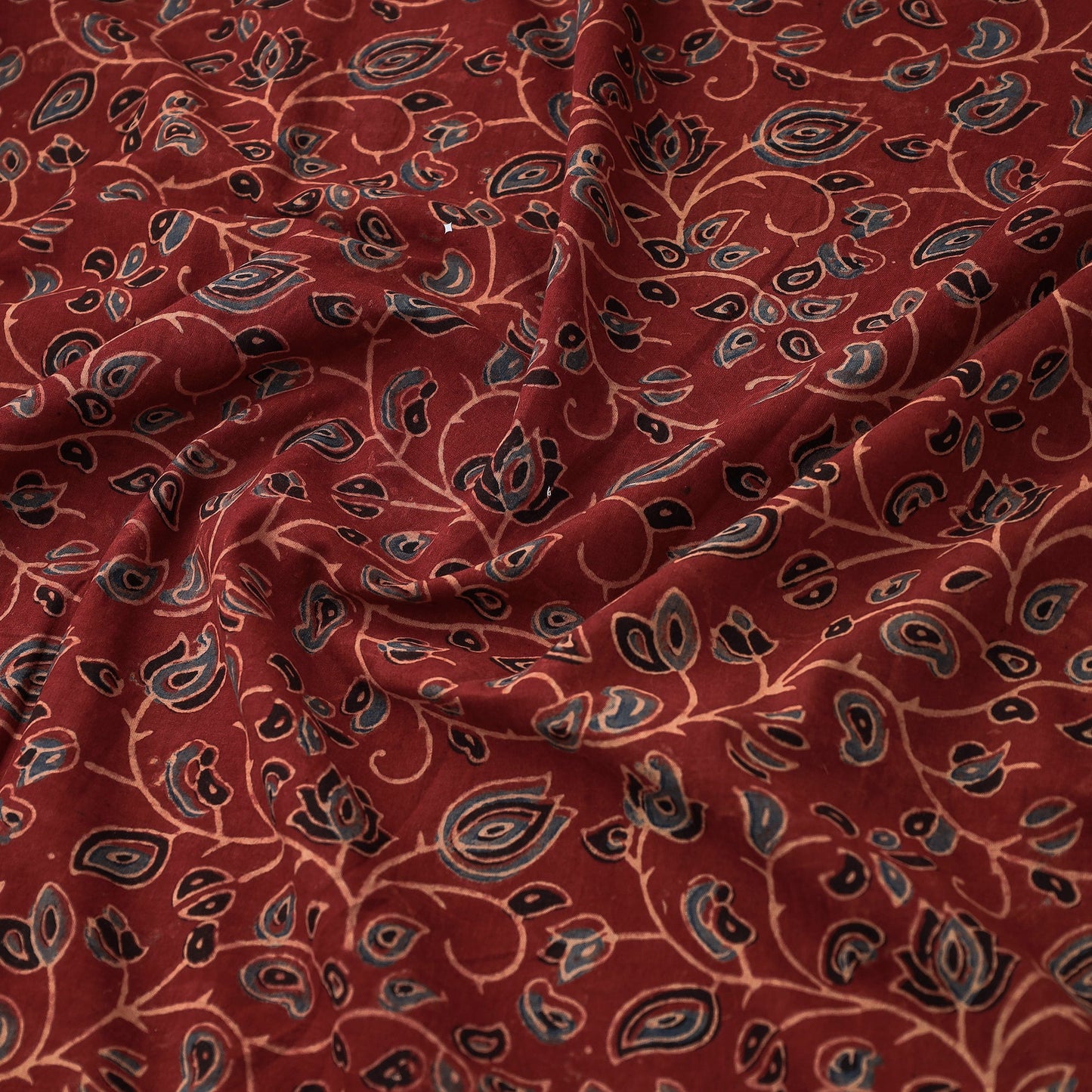 Maroon Natural Dyed Block Print Cotton Ajrakh Fabric