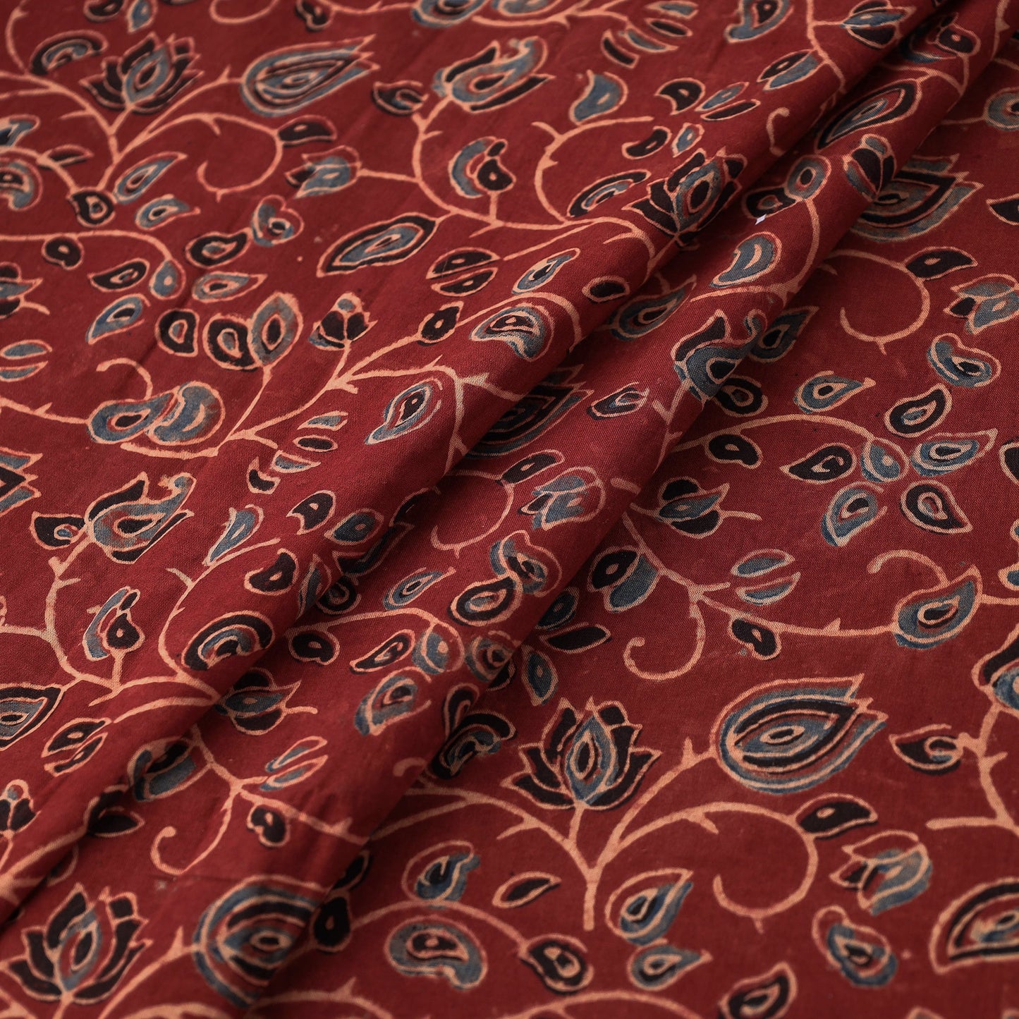 Maroon Natural Dyed Block Print Cotton Ajrakh Fabric