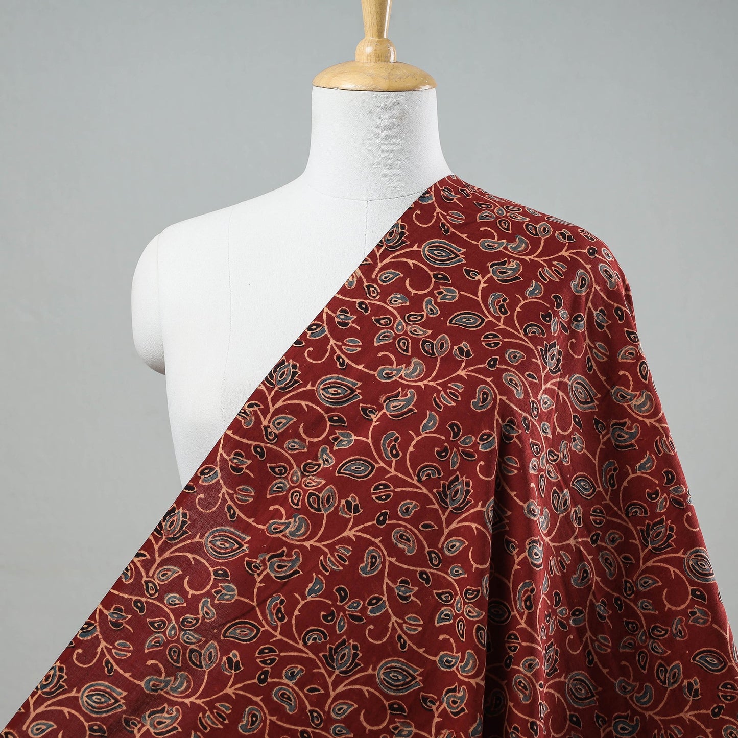 Maroon Natural Dyed Block Print Cotton Ajrakh Fabric